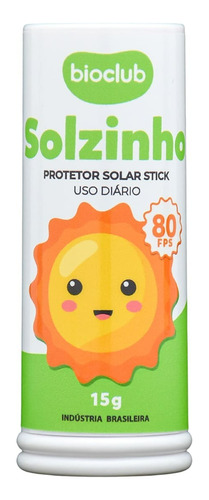 Protetor Solar Natural Vegano Solzinho Stick 80fps Bioclub