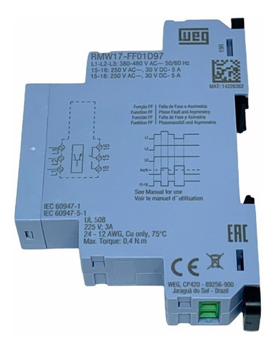 Relé Falta De Fase 380v - 440vca Rmw17-ff01d97 - Weg
