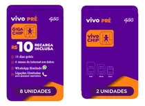 Comprar Chip Vivo Kit 10: 2 Chip S\u002F Recarga+8 C\u002F R$10 De Recarga