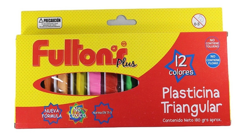 Plasticina Triangular Fulton 12 Colores Pack X 6 Unidades