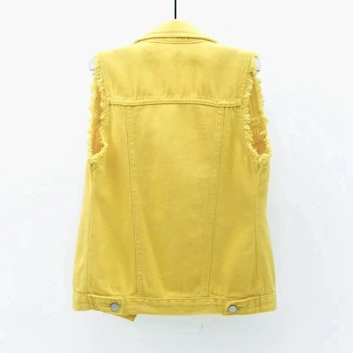 Chaleco Vaquero Casual De Mezclilla Para Mujer, Abrigo Corto