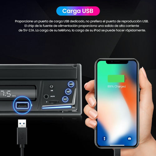 2024 Autoestéreo 1 Din Bluetooth Retráctil 7 In Mirrorlink