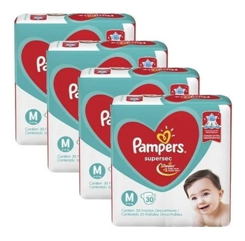 Kit 4 Pacotes Fraldas Pampers Descartável Infantil Atacado Gênero Sem gênero Tamanho Médio (M)