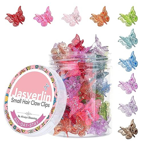 Jasverlin Glitter Mini Butterfly Hair Clips, Sparkly T1xmp