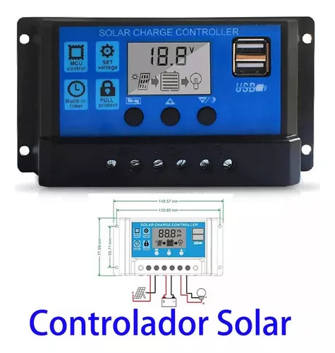 Controlador De Carga Para Painel Solar 100A Usb 12/24V Pwm