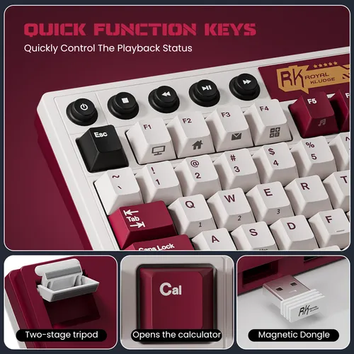 Teclado Mecánico Inalámbrico Español Rk Royal Kludge M87rojo
