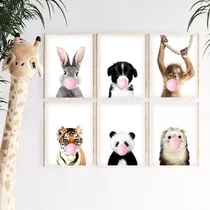 Comprar Set X6 Cuadros Completos 23x33 Cm. Infantiles Animalitos 