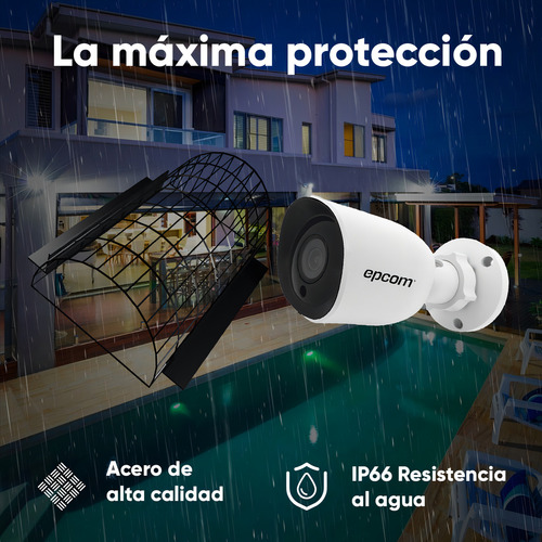 Epcom Cámara Tipo Bala B8-dp-plus-atenea-1 Con Protección Metálica 2MP Metálica IP66 2.8mm Alta calidad Seguridad Exterior CCTV Circuito cerrado