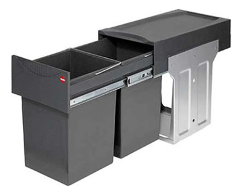 Cubo Cesto Residuos Cod. Hafele 502.70.252 Doble 2x15 Litros Color Gris