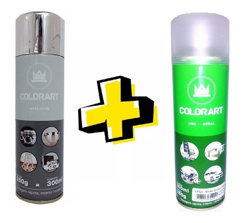 Kit Tinta Spray Cromado E Spray Verniz