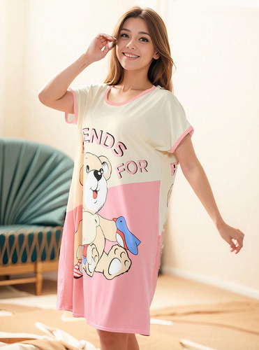 Camison Bluson Pijama Para Mujer Casual Largo Estampado