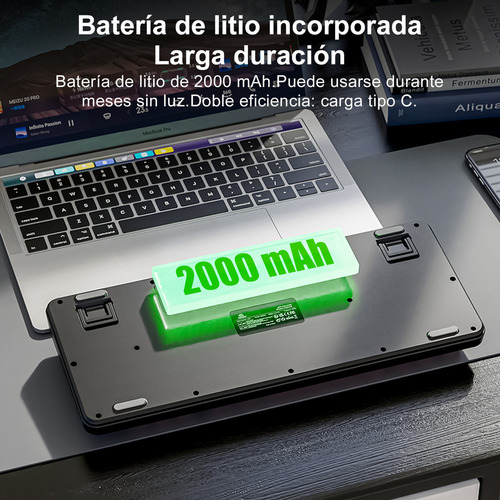 Teclado Free Wolf M75 Rgb Inalámbrico Bluetooth Con Pantalla Negro