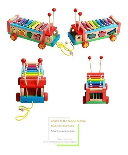 Juguete Xilófono Camión Arrastre Y Encaje Madera Montessori