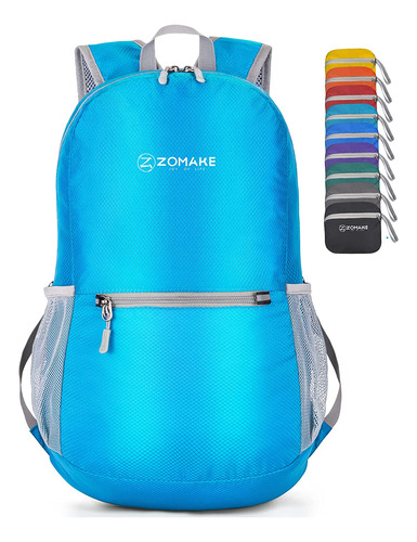 Mochila Liviana Senderismo Impermeable Celeste 20l Zomake