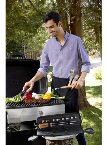 10 Set De Bbq Carne Asada 10 Piezas Incluye Maletin Y Correa