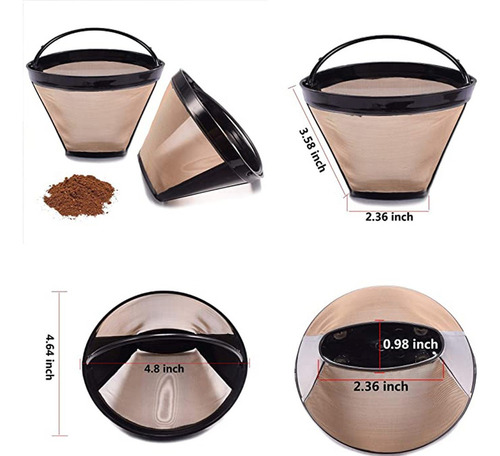 Filtros Reutilizables Para Cafetera De Cono N.° 4 Para Cafet