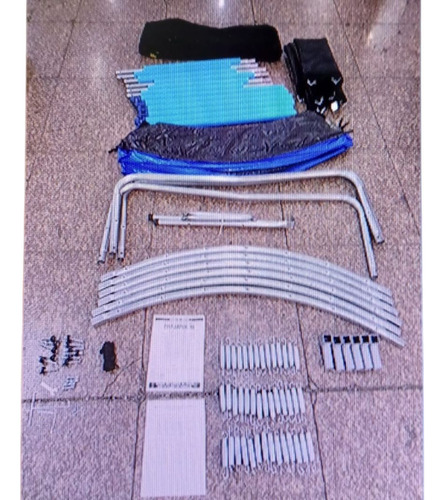 Cama Elastica O Trampolin 2,44 Super Reforzada + Seguridad ! Lona De Salto Negro Cobertor De Resortes Azul