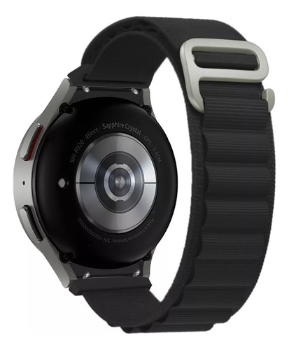 Pulseira De Nylon Alpinista Presilha Ridge 20mm Marca 123smart Compativel Com Samsung Galaxy Watch 4 5 6 40mm 42mm 43mm 44mm 45mm 46mm 47mm - Cor Preto