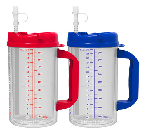 Tazas De Viaje Aisladas De 32 Oz, Rojo Y Azul