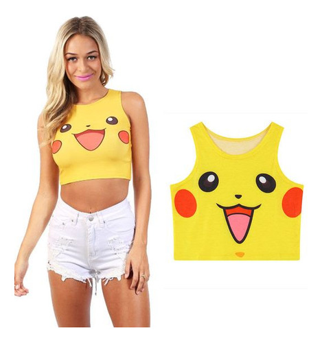 Crop Top Chica Pokemon Pikachu Jigglypuff Squirtle Kawai