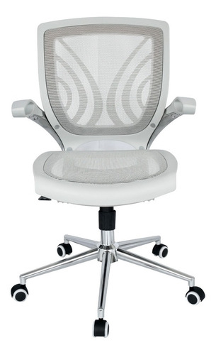 Imagen 2 de 5 de Silla De Oficina Guainia Base Cromo Marco Blanco