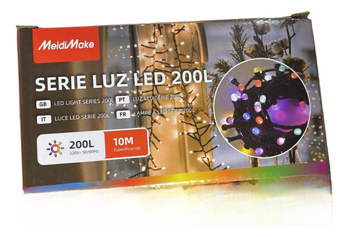 Luces De Navidad Serie De 200 Luces Led Blancas 10 Metros Color De Las Luces Blanco