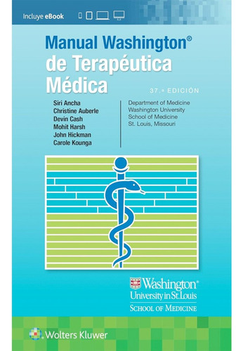 Libro Manual Washington De Terapeutica Medica 37ed, De Washington. Editorial Lippincott W & W, Tapa Tapa Blanda En Español, 2023