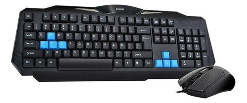 Kit Teclado Y Mouse Combo Gamer Noga Nkb-400 Usb Negro y Azul PC Notebok Netbook PS4