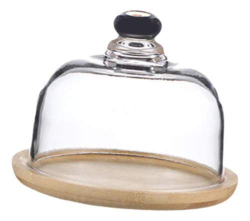 Suporte De Bolo De Bambu Com Cúpula Para Exibição De
