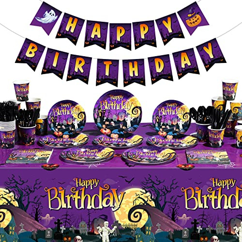 Happy Birthday Halloween Party Supplies Tableware Set I...