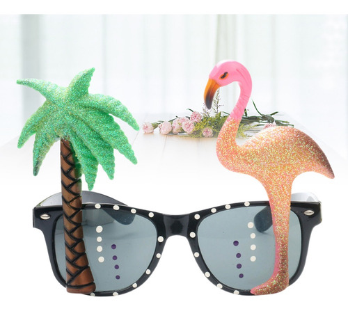 Imagen 3 de 8 de Novedad Gafas Redonda Tropical Flamenco Fiesta Gafas De Sol