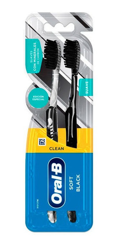 Imagen 2 de 7 de Cepillo Dental Oral B Soft Black Con Minerales Carbon X 2 Un