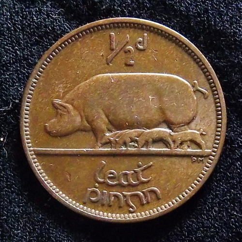 Irlanda 1/2 Penny 1928 Excelente Km 2 Cerdos Y Crías