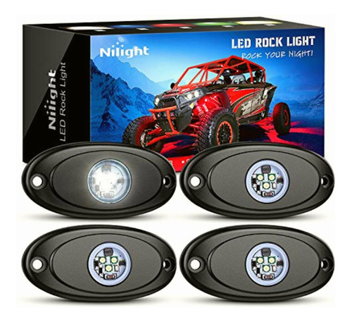 Nilight Luz Led De Roca, 4 Unidades, Luz Blanca,