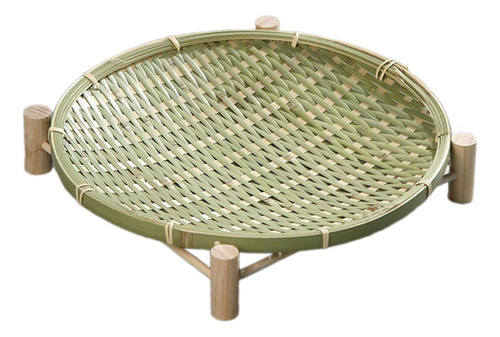 Cesta Tejida De Bambú, Cesta Para Servir Con 30cm Verde