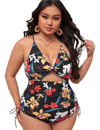 Traje De Baño Para Gorditas Curvy Blusón Falda Y Short