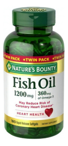Nature's Bounty - Aceite de pescado 1200 mg/360 mg sabor Omega 3 S/n
