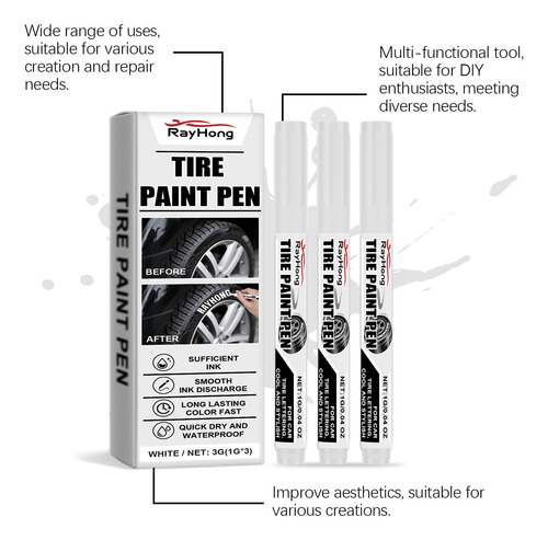 Lápiz De Pintura Blanco Para Neumáticos De Coche J, 3 Ml, Pi