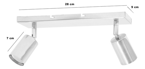 Aplique 2 Luces Techo Spot Interior Living Moderno Led E27 Estructura Cromado