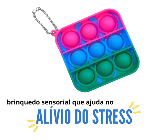 Chaveiro Fidget Toy Empurre Pop Bubble Fidget Sensorial Toy
