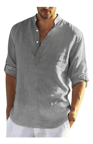 Playera Casual De Cuello Alto Para Hombre, Ropa Playa