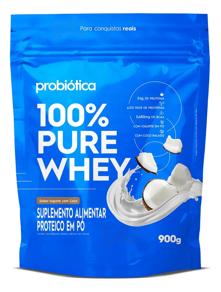 100% Pure Whey Iogurte com Whey Concentrado Probiótica 900 g