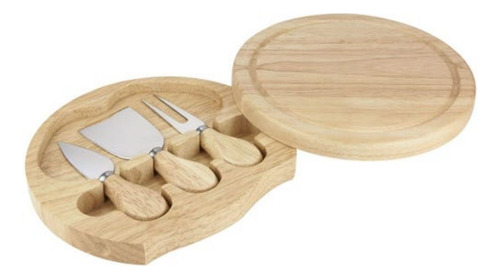 Set Tabla Cuchillo Tenedor Promoopcion Quesos Madera Cocina Color Café Brienz