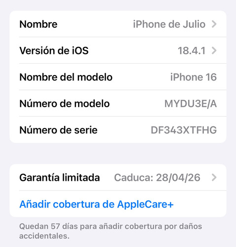 Iphone 16 (128 Gb) - Ultramarino + Funda Magsafe Original Azul (Usado)