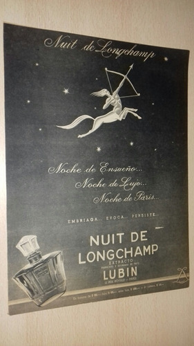 P342 Clipping Publicidad Perfume Nuit De Longchamp Año 1946