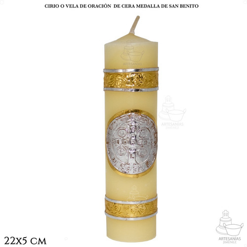 Imagen 1 de 5 de Cirio O Vela De Oración Medalla San Benito