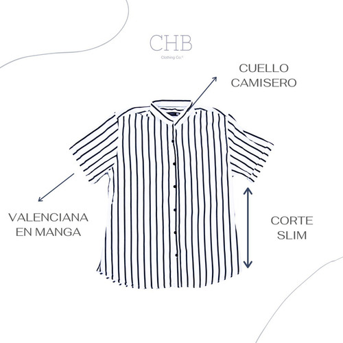 Camisa Manga Corta De Rayas Slim Fit
