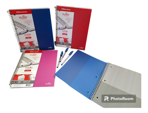 Libretas De Resorte Oficina Profesionales + Boligrafo Azul!!