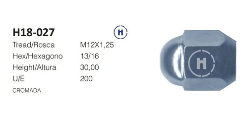 Tuerca Cromada 30mm Birlo M12x1.25 Tsuru 82-02 Kit Con 20