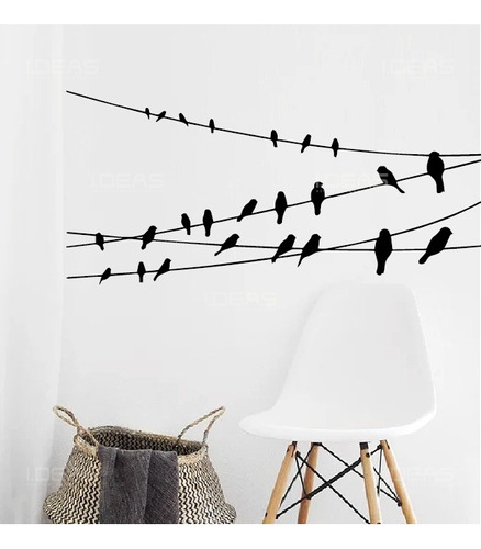 Vinil Decorativo Cables Pájaros Aves Minimalistas Sticker